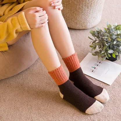 5 Pairs Thermal Socks with Color Block Design