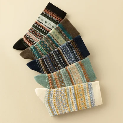 Thick Cozy Socks with Retro Print - Image 11