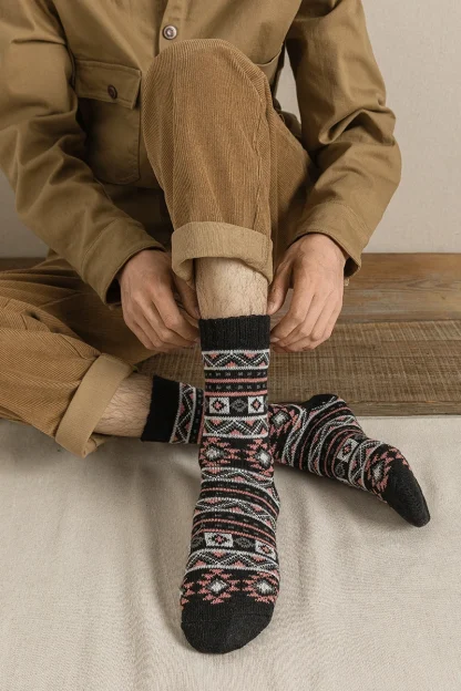 5 Pairs Warm Printed Crew Socks - Image 9