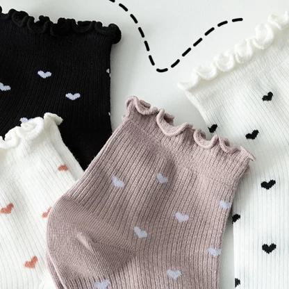 Scallop Trim Socks with Heart Pattern - Image 12