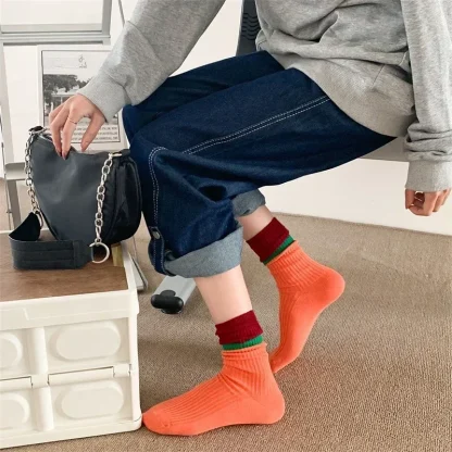 Crew Socks with Color Block Design - Image 5