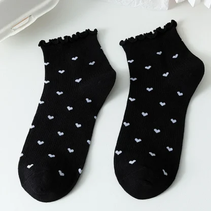 Scallop Trim Socks with Heart Pattern - Image 6
