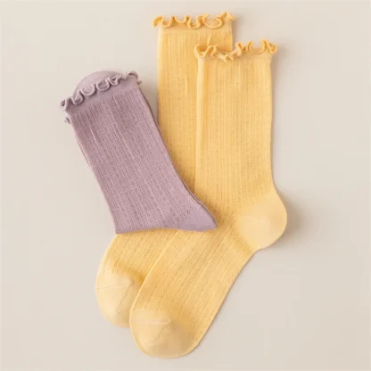 Solid Women's Socks with Scallop Trim - Image 10