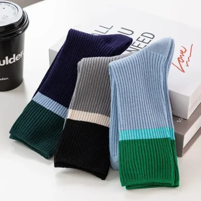 Crew Socks with Color Block Design - Image 3