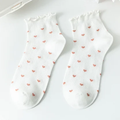 Scallop Trim Socks with Heart Pattern - Image 11