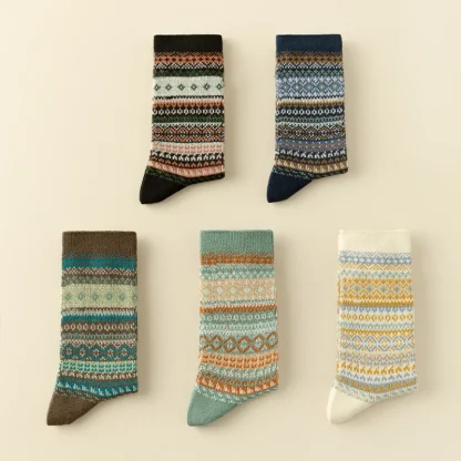 Thick Cozy Socks with Retro Print - Image 12