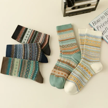 Thick Cozy Socks with Retro Print - Image 5