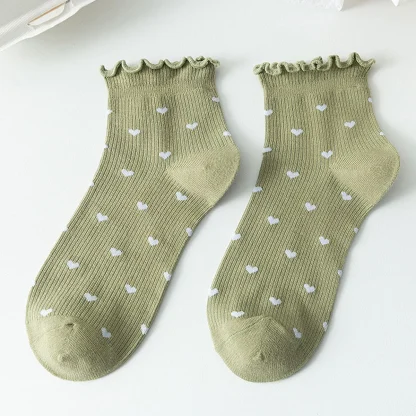 Scallop Trim Socks with Heart Pattern - Image 5