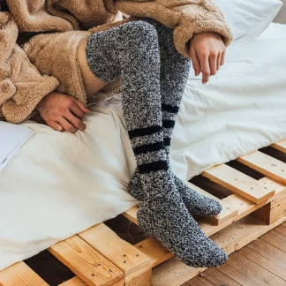 Long Thick Socks with Stripe Design