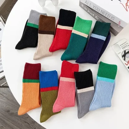 Crew Socks with Color Block Design - Image 4